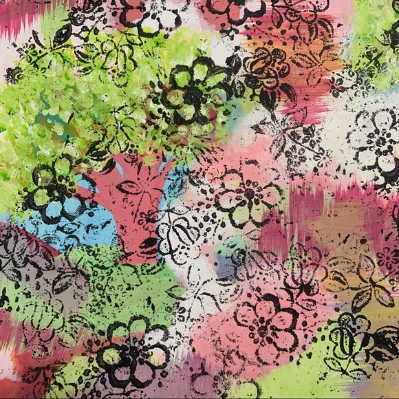 Abstract Floral Canvas Painting Original Acrylic - Picture 6 of 11